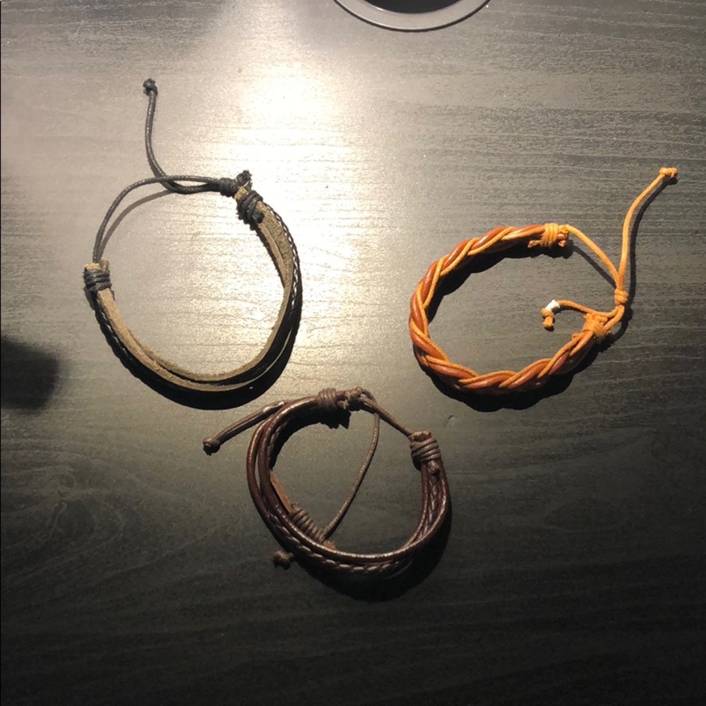 3 leather bracelets